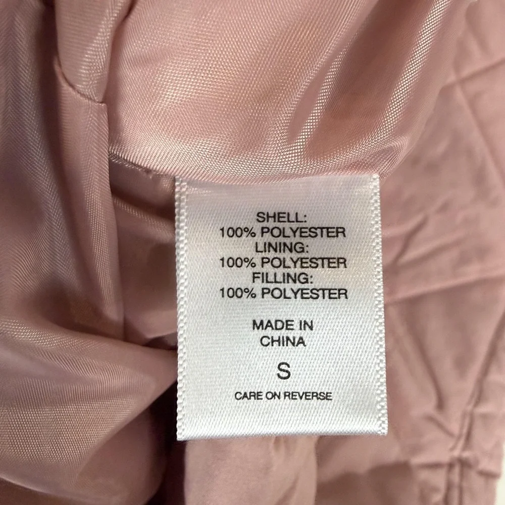 New York & Company Vest Womens Small Pink Quilted Full‎ Zip Puffer Mock Neck